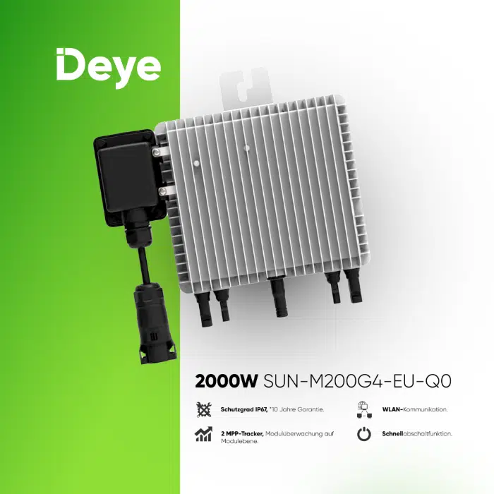 2000W Balkonkraftwerk Komplettset (1760Wp) - Deye 2000W Mikrowechselrichter - SunLit BK 215 - JA Solar 440W – Bild 3