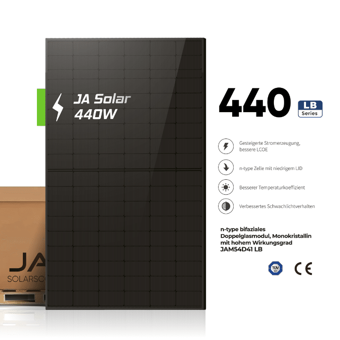 2000W Balkonkraftwerk Komplettset (1760Wp) - Deye 2000W Mikrowechselrichter - SunLit BK 215 - JA Solar 440W – Bild 4