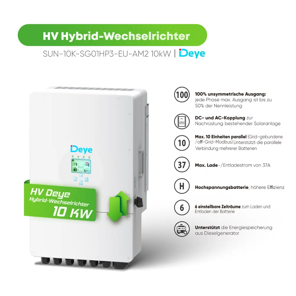 Deye/ Felicity Komplettset 10 kWh Hochvolt Hybridwechselrichter (SUN-10K-SG01HP3-EU-AM2) + Hochvolt Batteriespeicher 10 kWh (LUX-X-96050HMG01) – Bild 4