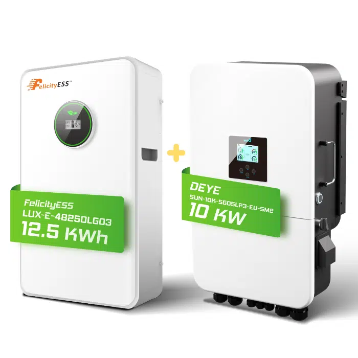 Deye/ Felicity Komplettset 10 kW Hybridwechselrichter (SUN-10K-SG05LP3-EU-SM2) & 12,5 kWh LUX-E-48250LG03 Felicity Batteriespeicher