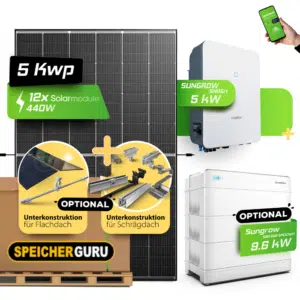 5,45 kWp Komplettanlage Sungrow Wechselrichter (SH5.0RT)- AIKO oder JA Solar Solarmodule - Speicherfähig