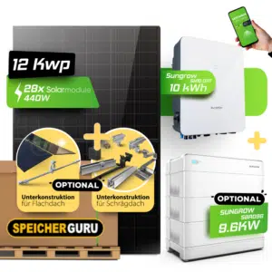 12,32 kWp Komplettanlage Sungrow Wechselrichter (SH10.0RT)- JA Solar Solarmodule - Speicher (optional)