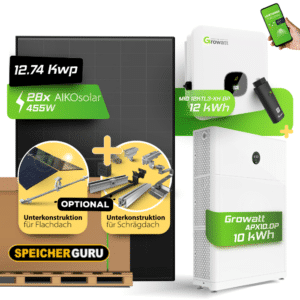 Speicherguru 12,74kW Komplettset Photovoltaikanlage | Bifacial & Fullblack| 12kW Growatt | 10 kWh Speicher