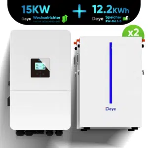 Deye Komplettset 15 kW Hybridwechselrichter SUN-15K-SG05LP3-EU-SM2 & 12,2 kWh Batteriespeicher Deye RW-M6.1-B