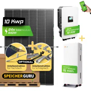 10 kW Deye Solaranlage mit 15kWh Speicher Felicity| Doppelglas & Fullblack | Deye SUN 12K-SG04LP3-EU | Felicity