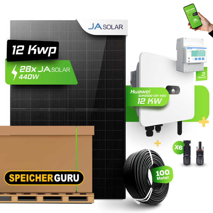 Huawei Photovoltaikanlage 12,32 kW Komplettset – 28x JA Solar 440W Fullblack & SUN2000-12K-MB0