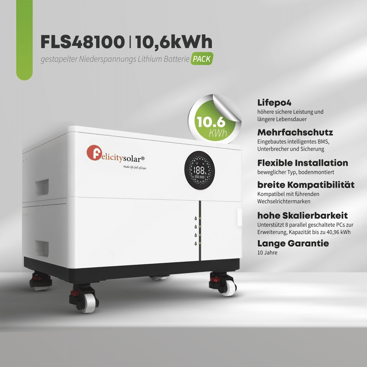 Felicity Stapelspeicher | 15,36 kWh | Erweiterbar | LUX-X-48100LG01 | LiFePO4 | – Bild 4