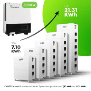 Growatt/ Dyness Komplettset 5 kW Hochvolt Hybridwechselrichter (SPA 5000TL3 BH-UP) & Dyness Tower 7,1 bis 21,31 kWh