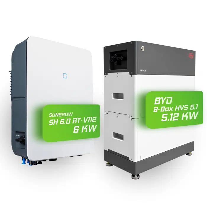 BYD/ Sungrow Komplettset 6 kW Hochvolt Hybridwechselrichter (SH6.0RT - V112) & 5,12 kWh Hochvolt Batteriespeicher BYD HVS