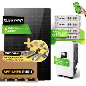 10,56 kWp JA Solar 440W & Deye SUN-10K-SG05LP3-EU-SM2 Hybridwechselrichter mit Pytes E-BOX-48100R 20,48 kWh Speicher