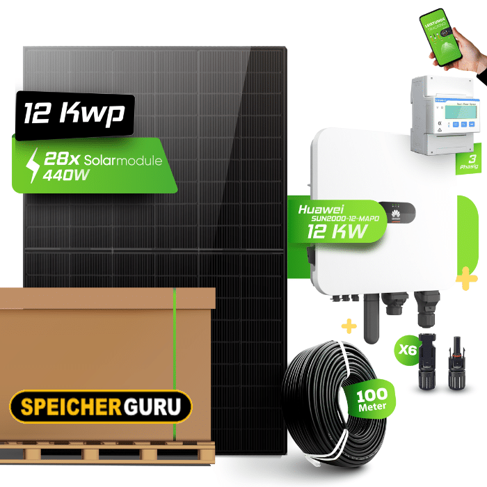 Huawei Photovoltaikanlage 12,32 kW Komplettset – 28x JA Solar 440W Fullblack & SUN2000-12K-MAP0