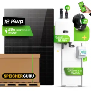 Huawei Photovoltaikanlage 12,32 kW Komplettset – 28x JA Solar 440W Fullblack & SUN2000-12K-MAP0 mit Huawei LUNA2000-15-S0 Speicher