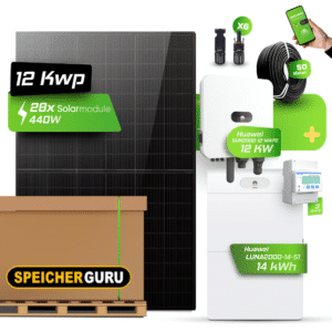 Huawei Photovoltaikanlage 12,32 kW Komplettset – 28x JA Solar 440W Fullblack & SUN2000-12K-MAP0 mit Huawei LUNA2000-14-S1 Speicher