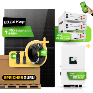 Deye Photovoltaikanlage 20,24 kW Komplettset – 46x JA Solar 440W Fullblack & Deye SUN-20K-SG05LP3-EU-SM2 mit 15,36 kWh Deye SE-G5.1 Pro-B