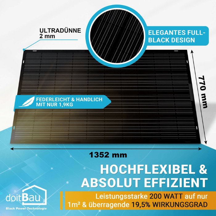 390W Balkonkraftwerk Set - Flexible DoitBau Module (390Wp) - Hoymiles HMS-500 – Bild 4