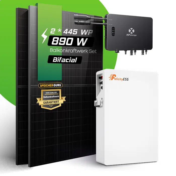 800W Balkonkraftwerk Set (880Wp) - Ja Solar 440W - APsystems EZHI mit Felicity LUX-E-48100LG04 5,12 kWh
