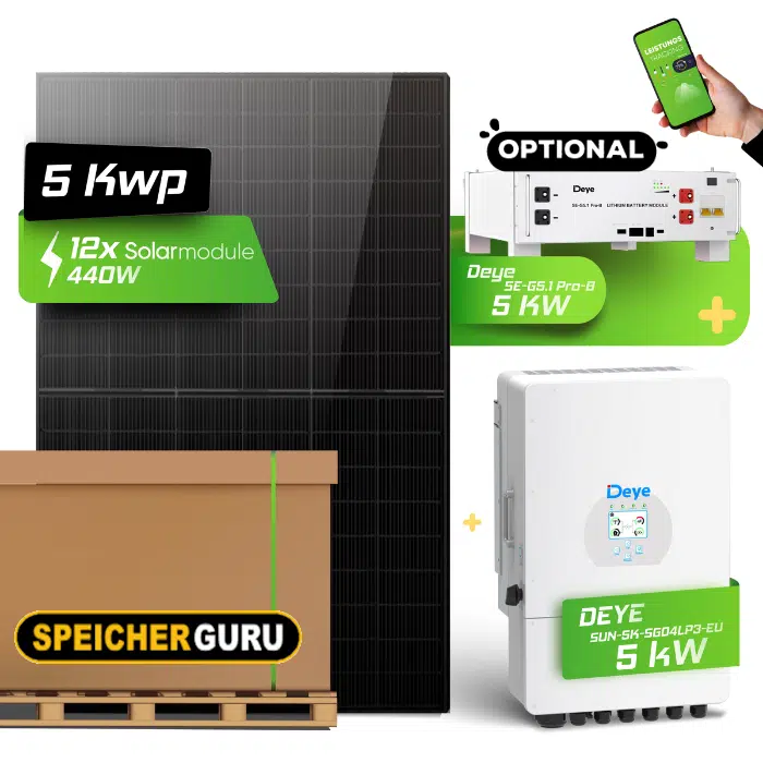 Konfigurierbare 5 kW Deye-Solaranlage – AIKO, Trina oder JA Solar Module & optionaler Speicher