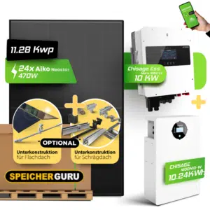 11,28 kWp Aiko Neostar 3S+54 470W & 10 kW Chisage Ess Mars-10G2-LE Hybridwechselrichter mit 10 kWh Chisage Ess MOON10-W Speicher