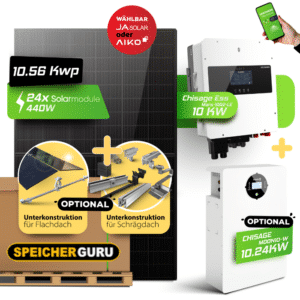 PV-Komplettset 10 kWp mit Chisage ESS Mars-10G2-LE und JA Solar oder Aiko Neostar Modulen – Optional mit Speicher