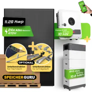 PV-Komplettset 11,28 kWp mit Fronius Symo GEN24 10.0 Plus, AIKO 470W Neostar 3S+54 Modulen und BYD HVS 10,24 kWh Speicher