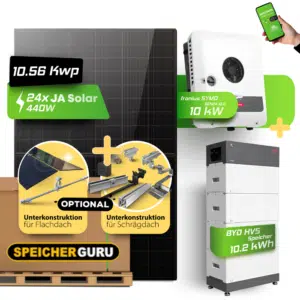 PV-Komplettset 10,56 kWp mit Fronius Symo GEN24 10.0 Plus, JA Solar 440W Modulen und BYD HVS 10,24 kWh Speicher