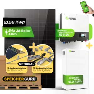 Speicherguru 10,56 kWp Komplettset Photovoltaikanlage | Ja Solar 440W | 10 kWh Growatt ARK H