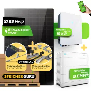 PV-Komplettset 10,56 kWp mit Sungrow SH10.0RT und JA Solar 440W JAM54D41 Modulen – Mit 9,6 kWh Sungrow SBR Speicher