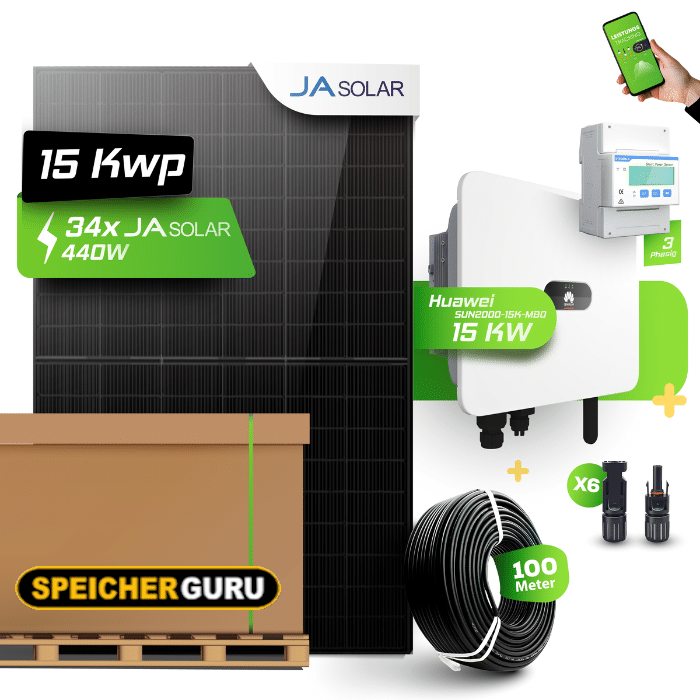 Speicherguru 15,84 kWp | JA Solar Module | Huawei SUN2000- 15KTL-MB0| Huawei LUNA2000-7/14/21-S1 Batteriespeicher (Optional)