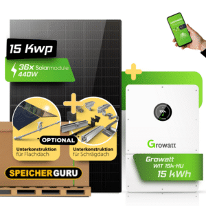 Speicherguru 15,84 kWp | JA Solar Module | Growatt WIT 15K-X-HU 15 kW | Batteriespeicher (Optional)
