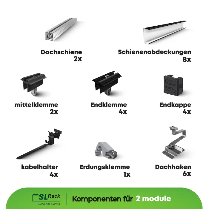 Schletter (SL-Rack) Schrägdach Pfannendach für 2 Module 30 mm Befestigungsset SCHWARZ