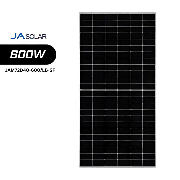 JA Solar 600W JAM72D40-600/LB-SF Bifaziales n-type TOPCon Solarmodul