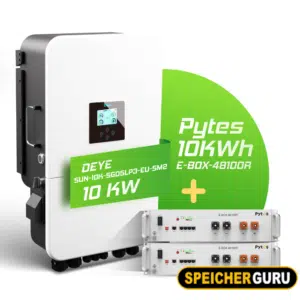 Deye/Pytes Komplettset 10 kW Hybridwechselrichter & 10 kWh Batteriespeicher (SUN-10K-SG05LP3-EU-SM2 & E-BOX-48100R 5,12 kWh)