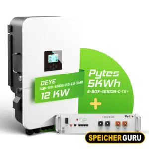 Deye/Pytes Komplettset 12 kW Hybridwechselrichter & 5 kWh Batteriespeicher (SUN-12K-SG04LP3-EU & E-BOX-48100R 5,12 kWh)