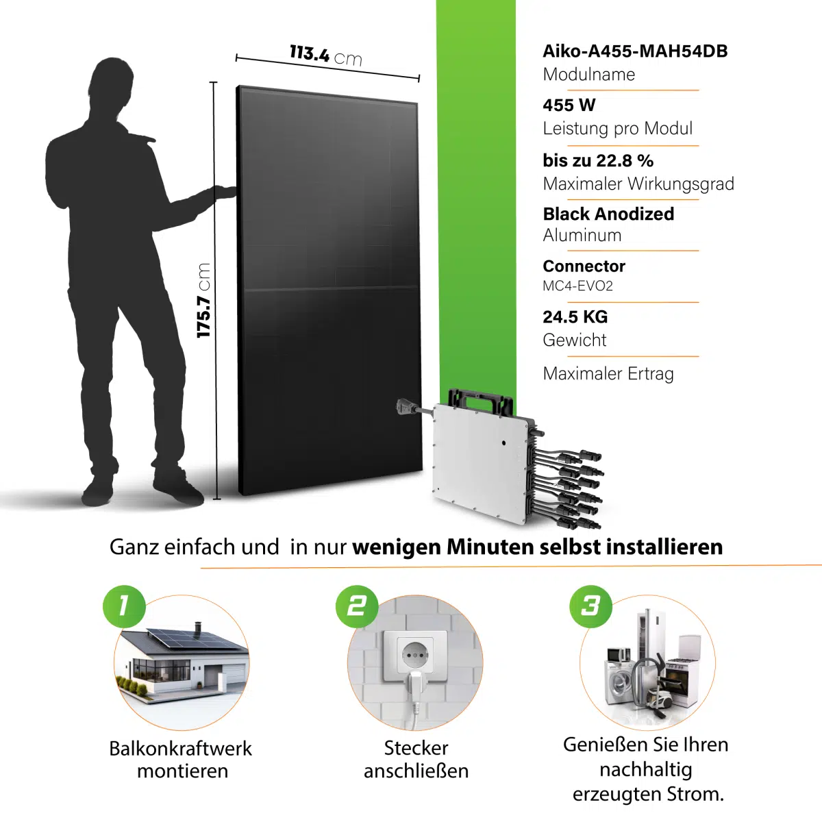 2250W Mini-PV Anlage (2730Wp) - FULLBLACK - Hoymiles HMT-2250W-6T – Bild 5