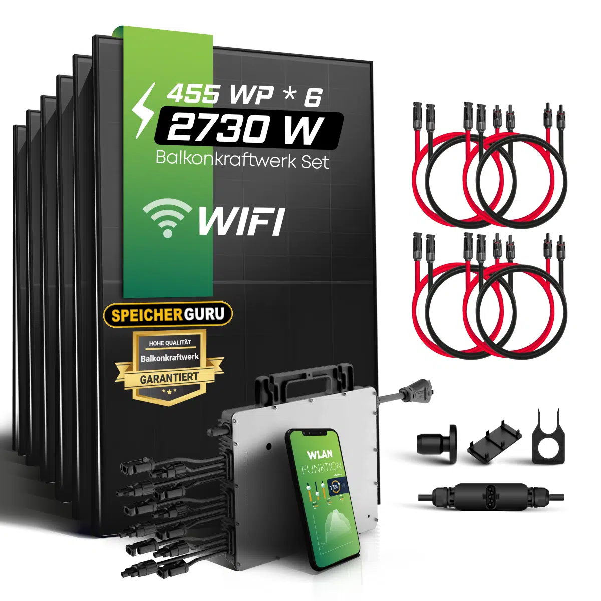 2250W Mini-PV Anlage (2730Wp) - FULLBLACK - Hoymiles HMT-2250W-6T