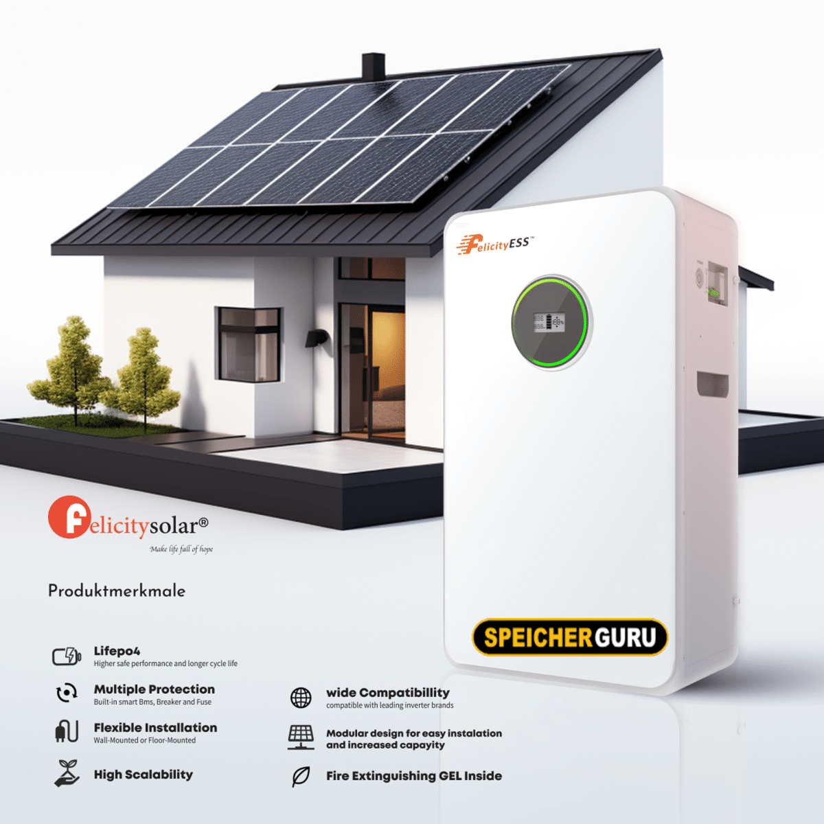 DEYE SUN-12K-SG04LP3-EU 12kW Hybrid-Wechselrichter mit 12,5kWh Felicity LUX-E-48250LG03 Speicher – Bild 7