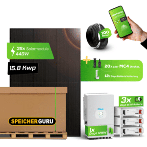 15,84 kWp Photovoltaikanlage Komplettset mit 15 kWh Deye SEG5 Batteriespeicher