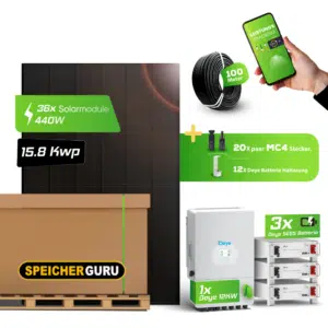 15,84 kWp Photovoltaikanlage Komplettset mit 15 kWh Deye SEG5 Batteriespeicher