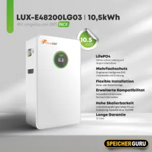 10,5kWh Wandspeicher | LUX-E-48200LG03 | Generation 2 | Mit Löschbombe