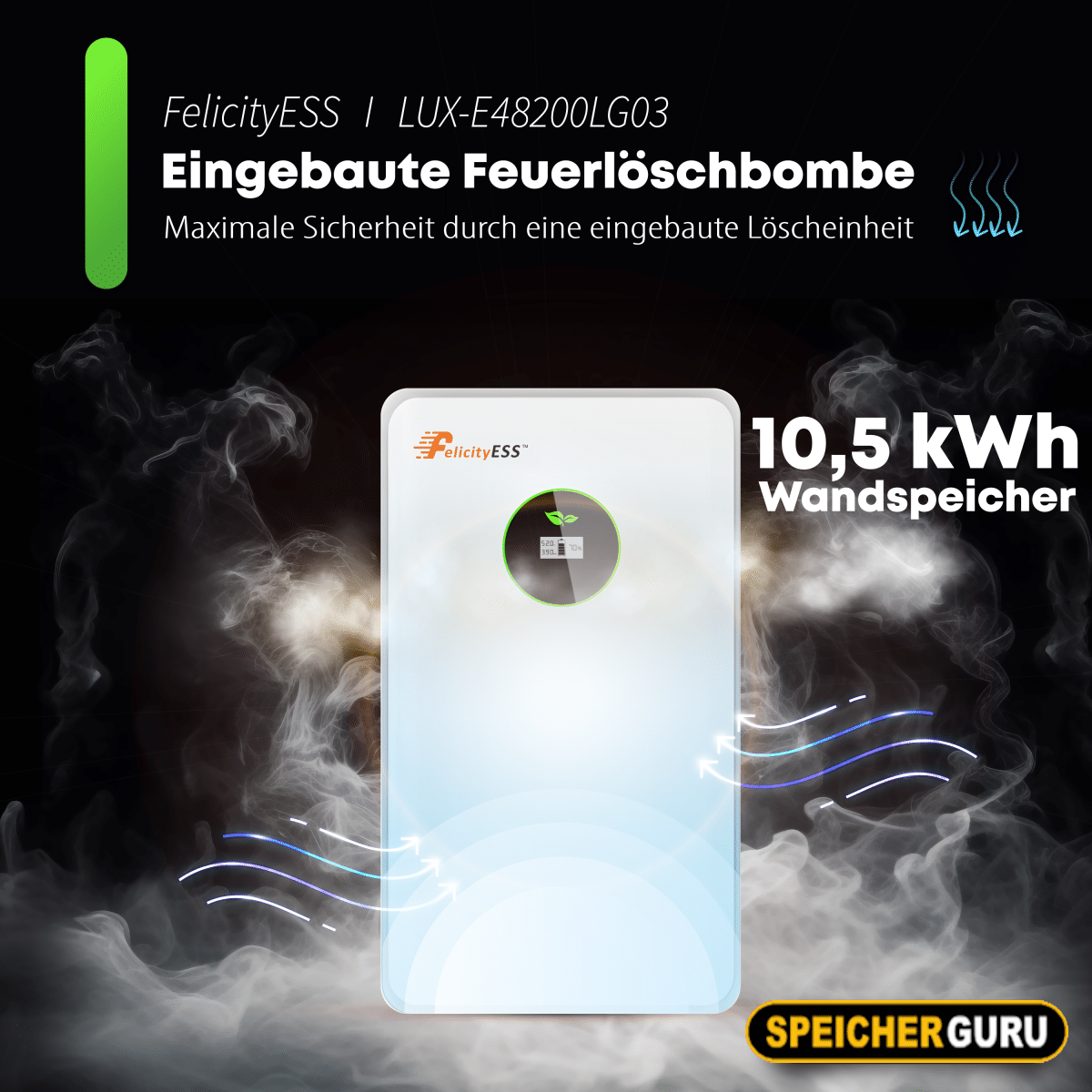10,5kWh Wandspeicher | LUX-E-48200LG03 | Generation 2 | Mit Löschbombe – Bild 5