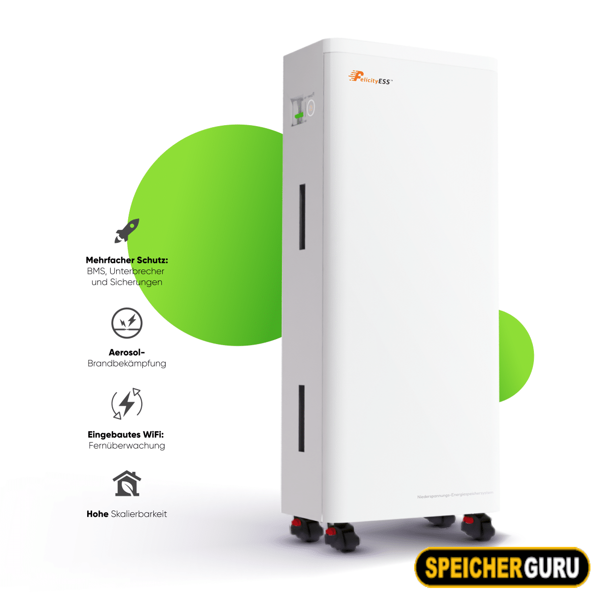 Felicity 15kWh Speicher | LUX-Y-48300LG01 | LiFePO4 Lithium Solarbatterie 51.2V 300Ah | Mit Feuerlöschgel | Versandkostenfrei Aktion – Bild 3