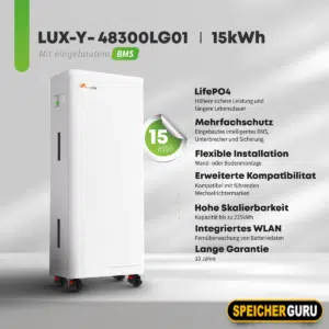 Felicity 15kWh Speicher | LUX-Y-48300LG01 | LiFePO4 Lithium Solarbatterie 51.2V 300Ah | Mit Feuerlöschgel | Versandkostenfrei Aktion