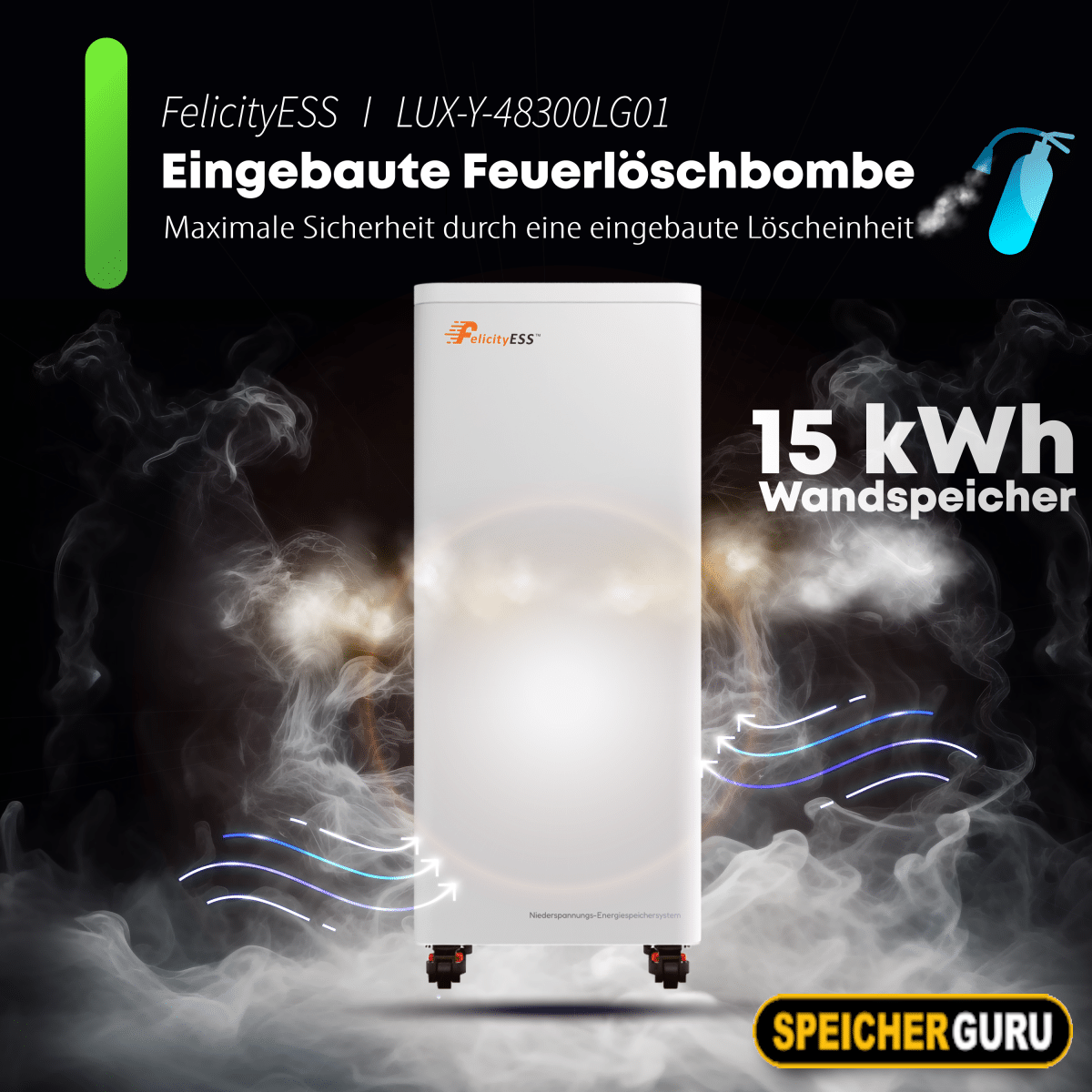 Felicity 15kWh Speicher | LUX-Y-48300LG01 | LiFePO4 Lithium Solarbatterie 51.2V 300Ah | Mit Feuerlöschgel | Versandkostenfrei Aktion – Bild 5