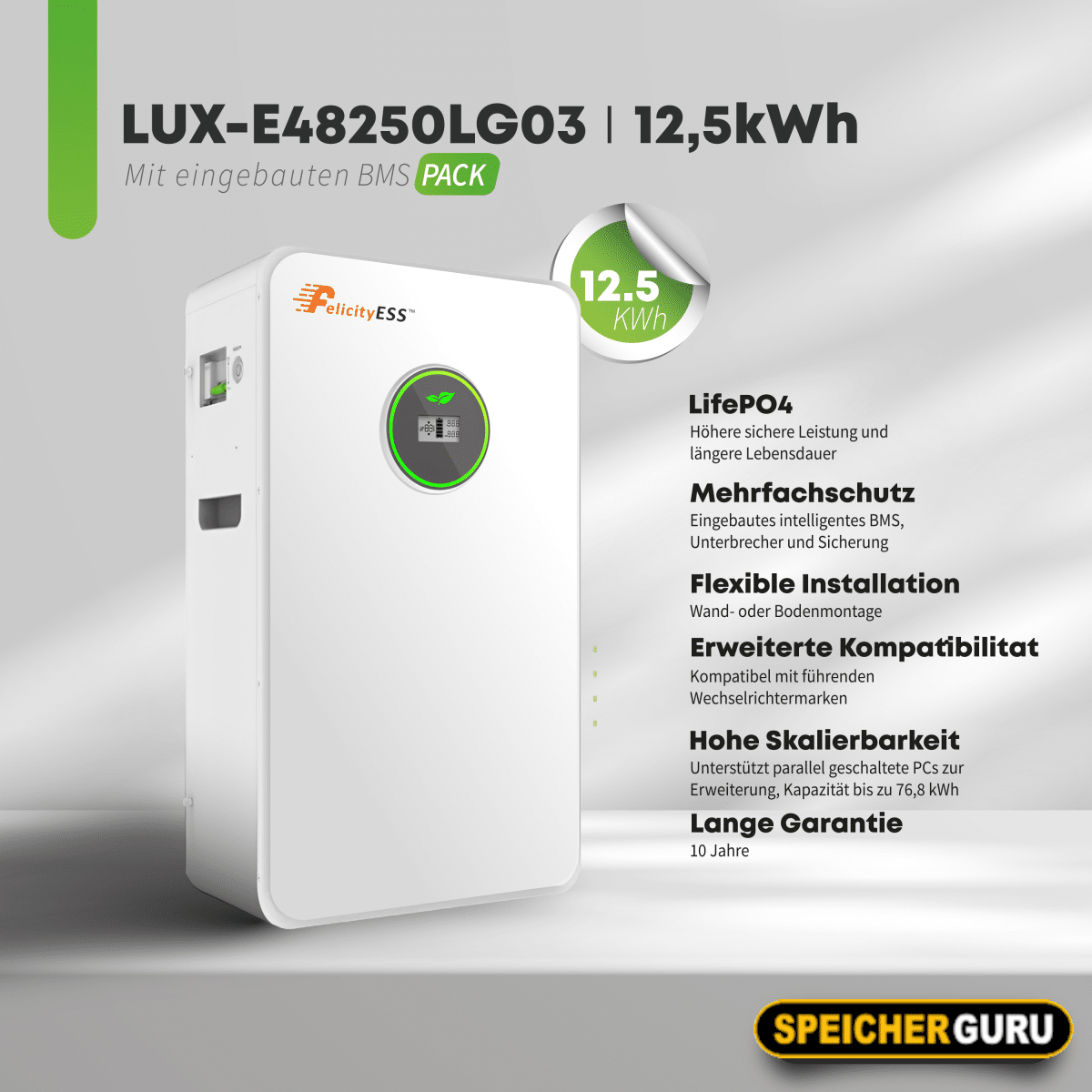 Felicity 12,5kWh Wandspeicher | LUX-E-48250LG03 | Generation 2 | Mit Löschbombe | Versandkostenfrei Aktion – Bild 5