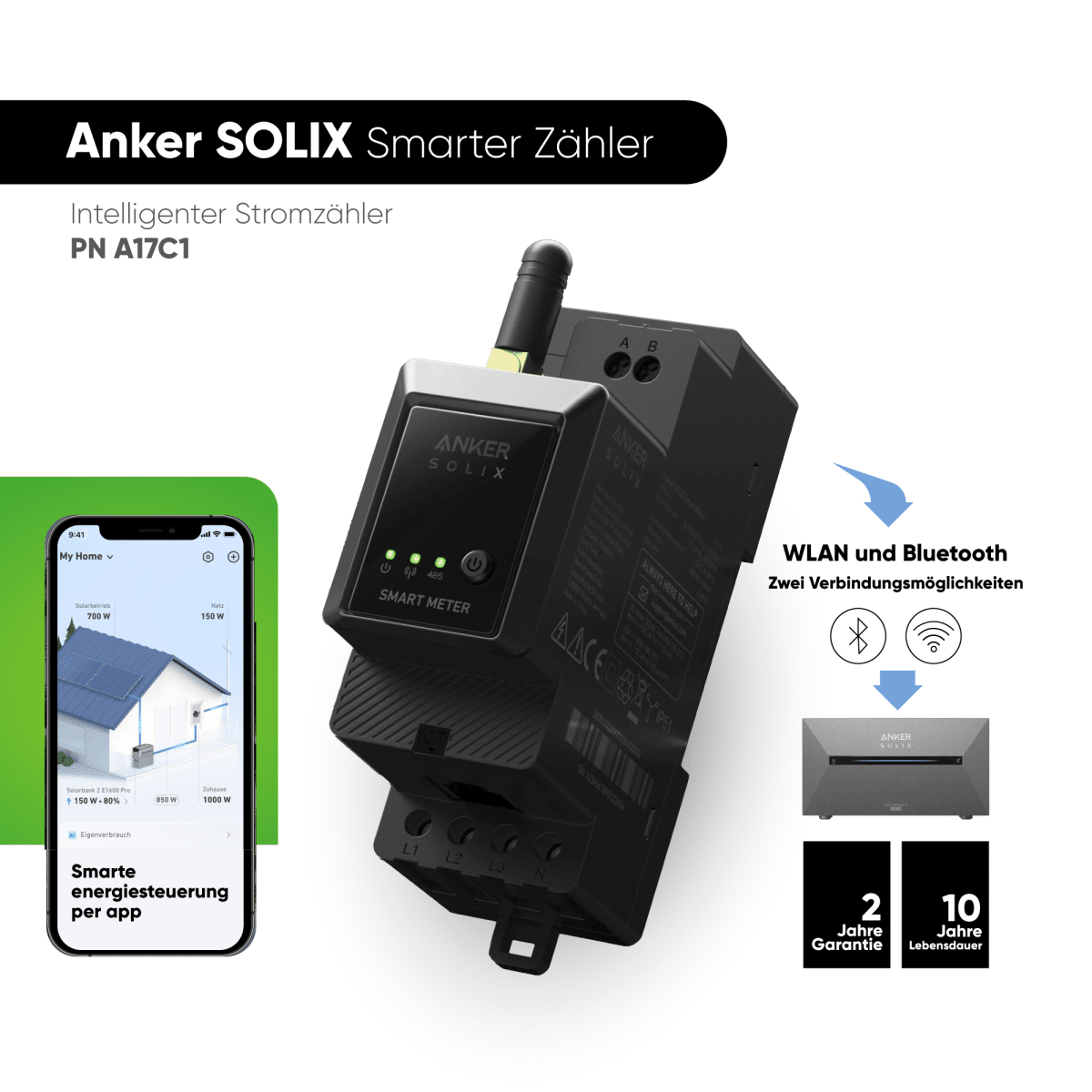 910W Balkonkraftwerk Set - Aiko Solarmodule mit Anker SOLIX Solarbank 2 Pro + Smartmeter – Bild 4