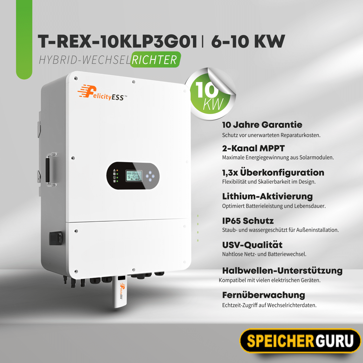 Felicity 10kW T-REX-10KLP3G01 Hybridwechselrichter 3-Phase 10 Jahre Herstellergarantie – Bild 2
