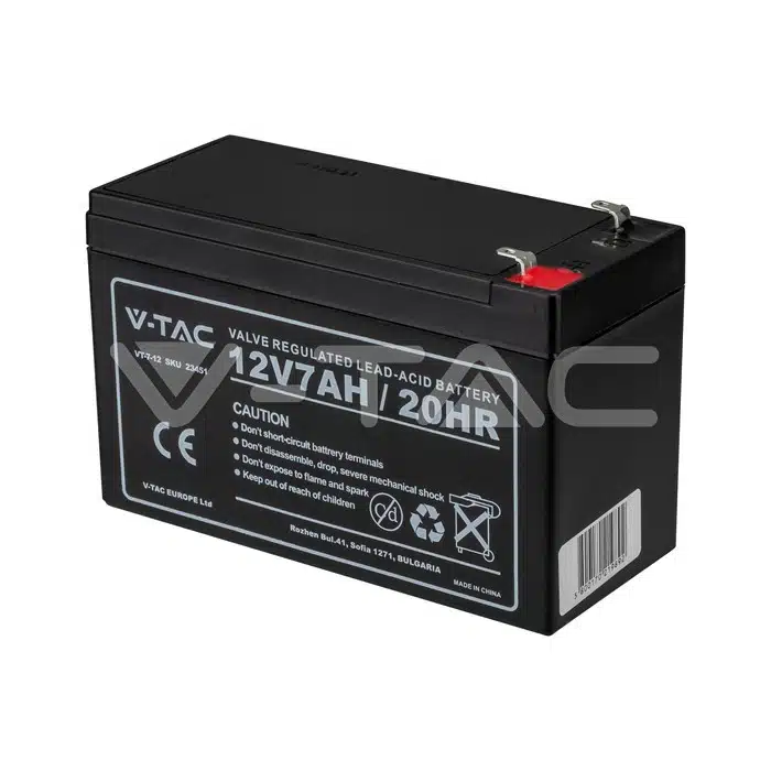 V-TAC 12V 7Ah Blei-Säure-Batterie VRLA AGM T1