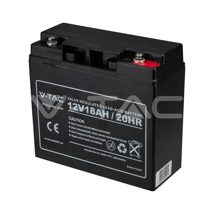 V-TAC 12V 18Ah Blei-Säure-Batterie VRLA AGM M5