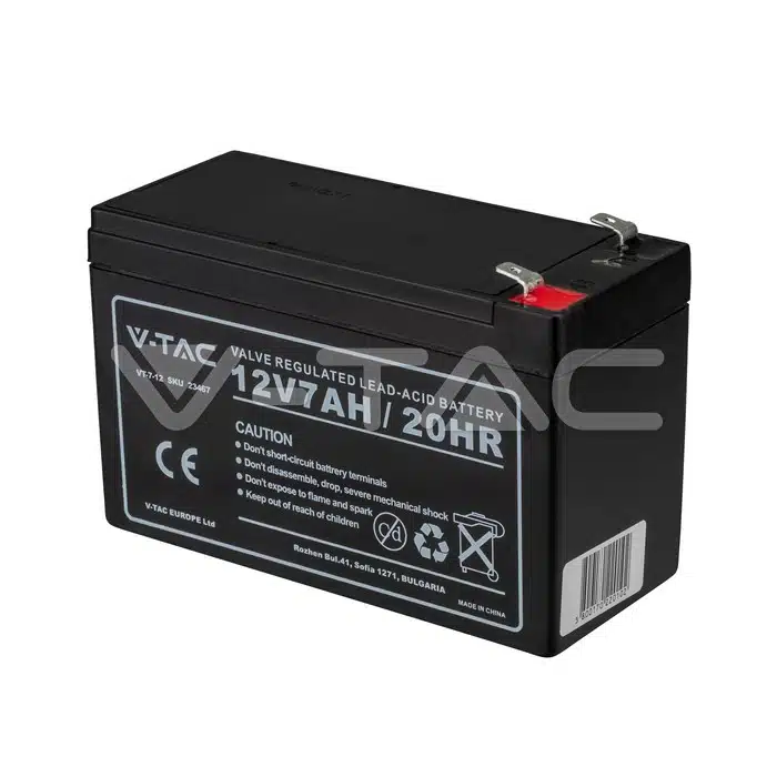 V-TAC 12V 7Ah Blei-Säure-Batterie VRLA AGM T2